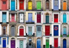 colour row houses doors street